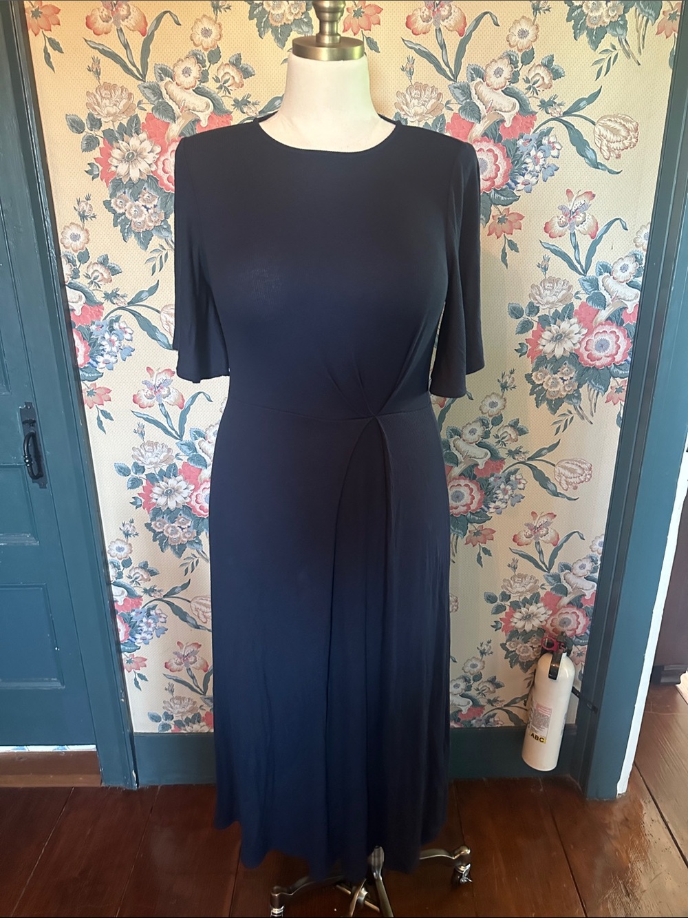 Hush Navy Midi Dress with Front Twist Detail